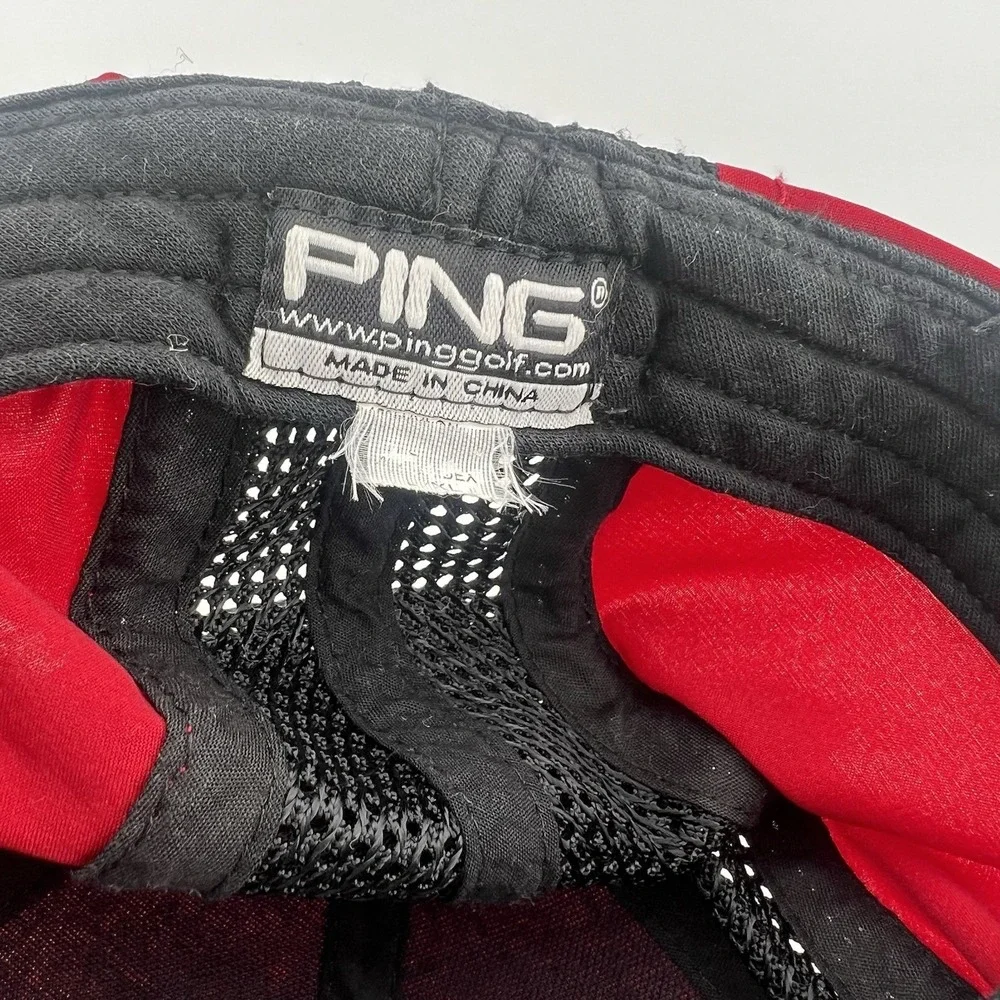 PING Golf Performance Mesh Hat Red Black Breathable Golf Cap OSFM